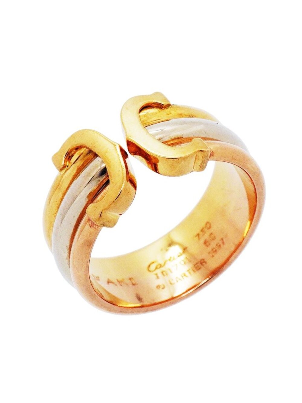 Cartier Ring 2C 18k Yellow Gold 18k White Pink